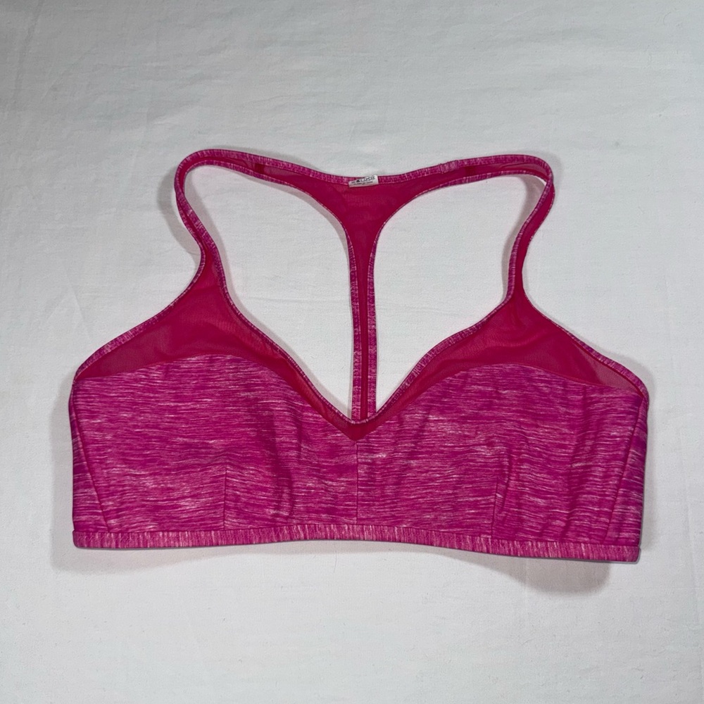 Lululemon‎ Reversible Bikini Top Pink Size 8 Space Dye White Mesh T-Back Swim